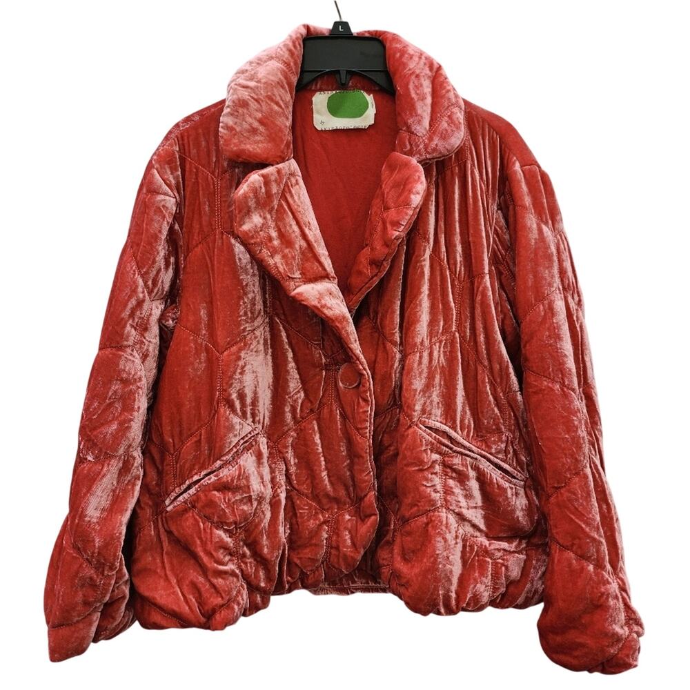 Anthropologie Quilted Velvet Puffer Rose SMALL Women's Jacket